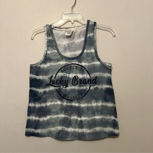 Lucky Brand Tie‎ Dye Blue Grey Tank Top Authentic Loa Angeles Large